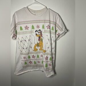 Disneyland Walt Disney World Pluto Candy Cane Snowflake Christmas Shirt l‎